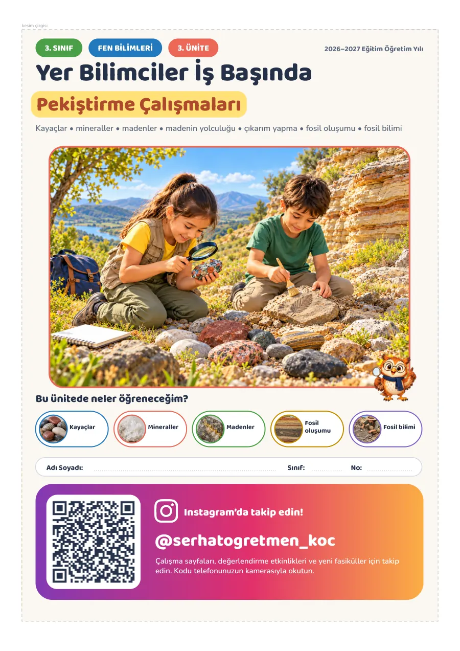 3. Sınıf Fen Bilimleri 3. Ünite Yer Bilimciler İş Başında Seti, 1. sayfa