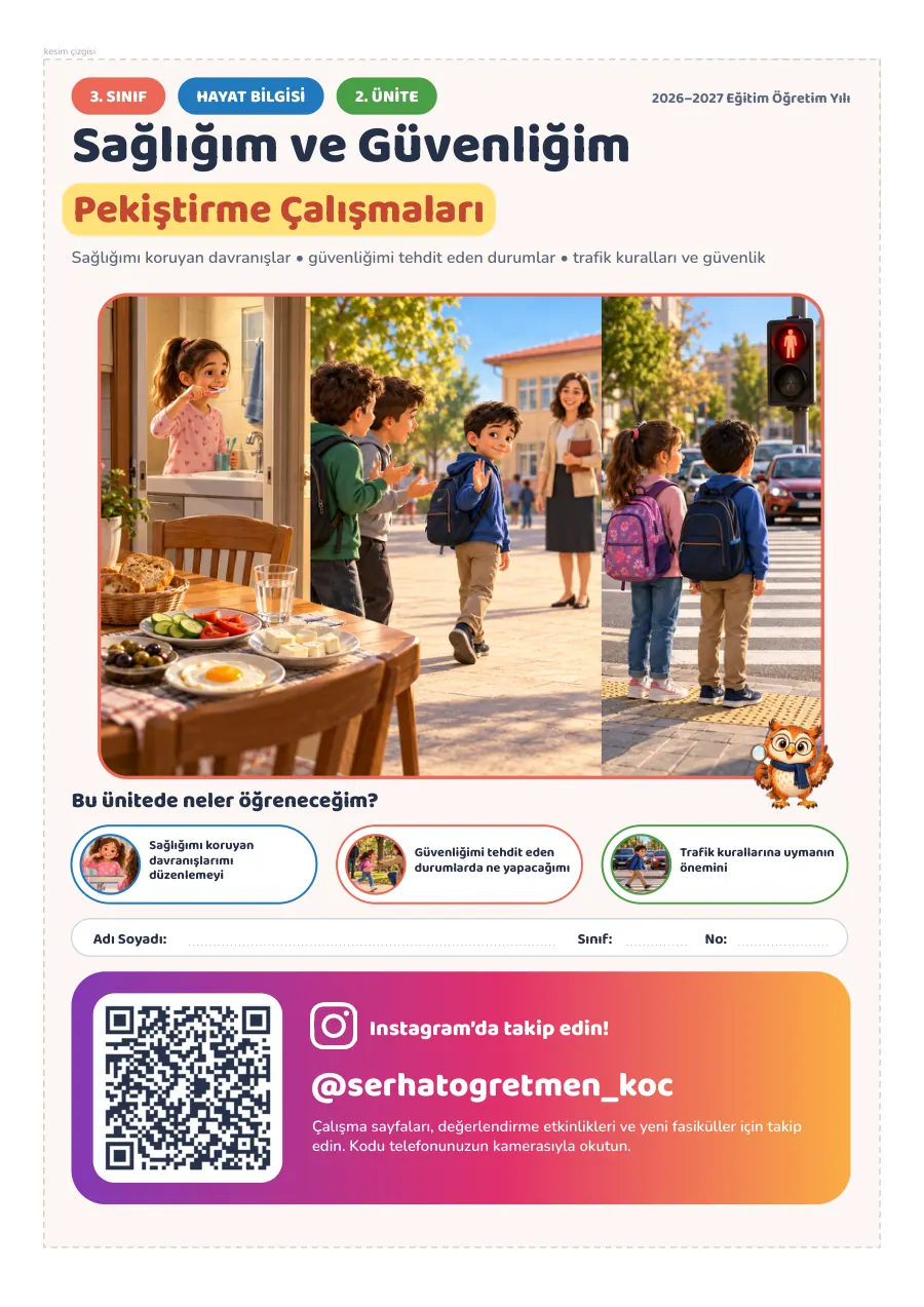 3. Sınıf Hayat Bilgisi 2. Ünite Sağlığım ve Güvenliğim Seti, 1. sayfa