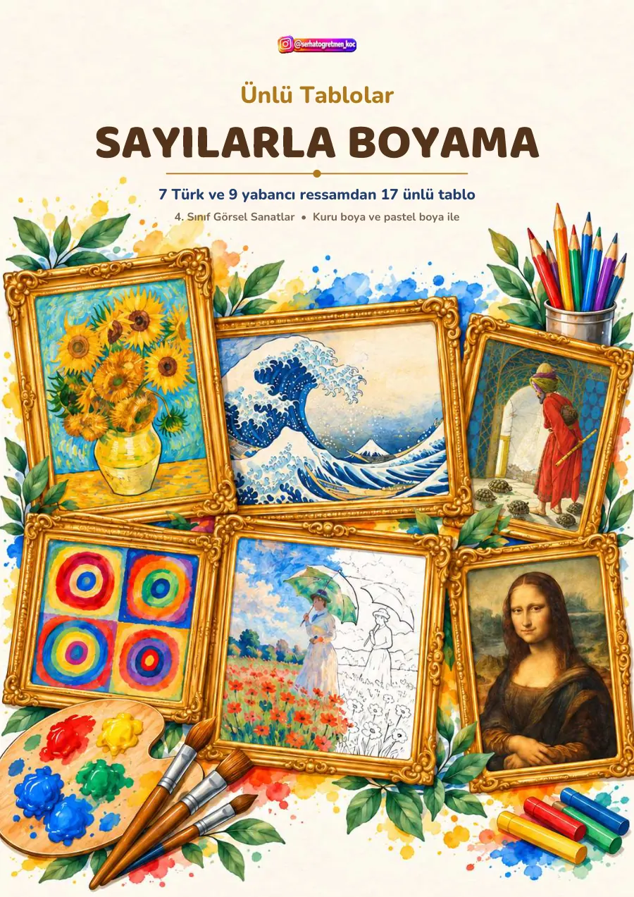 Ünlü Tablolar Sayılarla Boyama (17 tablo), 1. sayfa