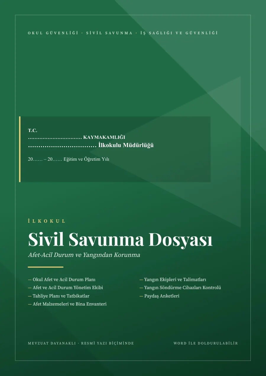 Sivil Savunma Dosyası (İlkokul, Ortaokul, Anadolu Lisesi), 1. sayfa