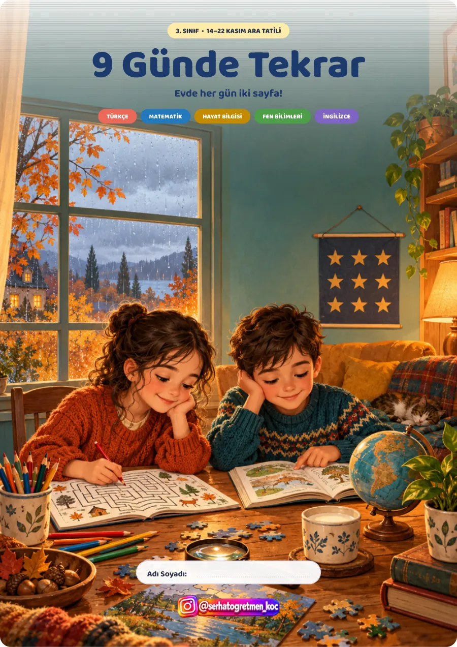 Tüm Dersler 3. Sınıf 9 Günde Tekrar Ara Tatil Fasikülü, 1. sayfa