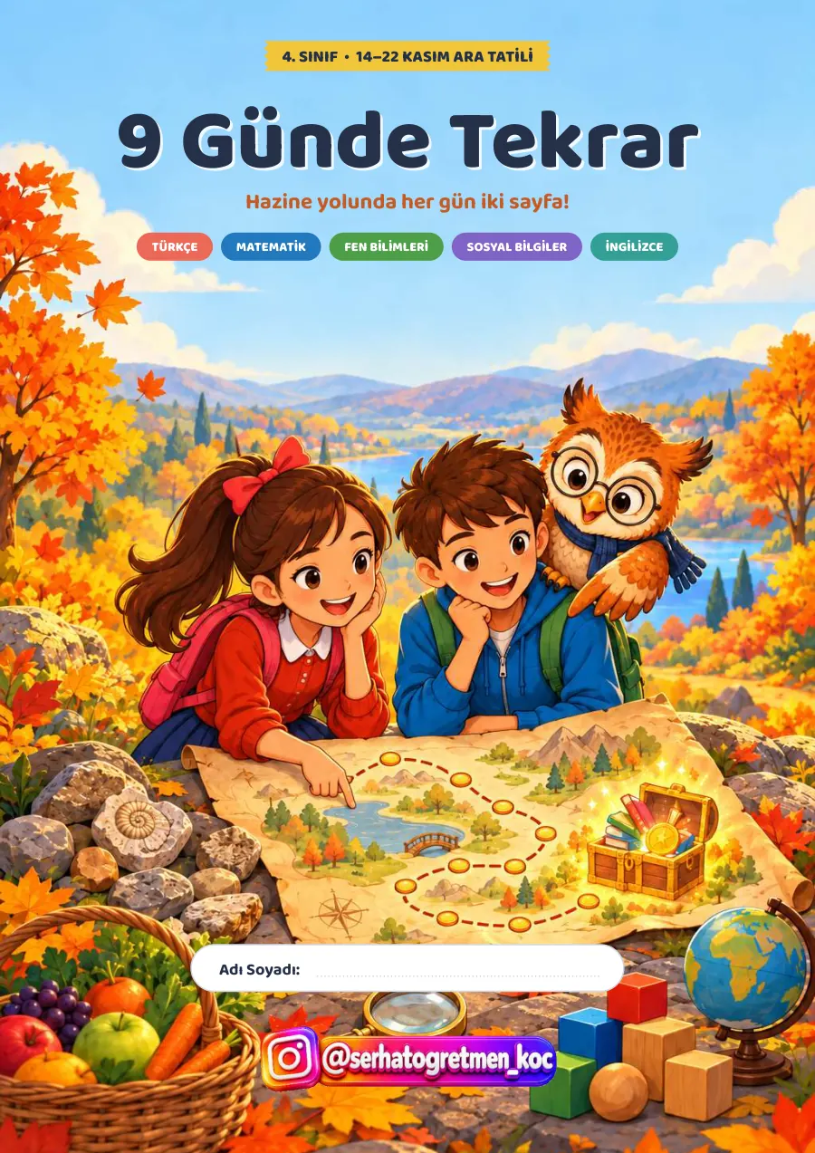 Tüm Dersler 4. Sınıf 9 Günde Tekrar Ara Tatil Fasikülü, 1. sayfa