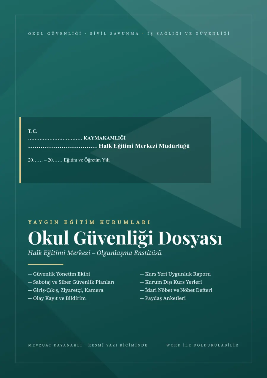 Yaygın Eğitim Güvenlik Dosyaları (Okul Güvenliği, Sivil Savunma, İSG), 1. sayfa